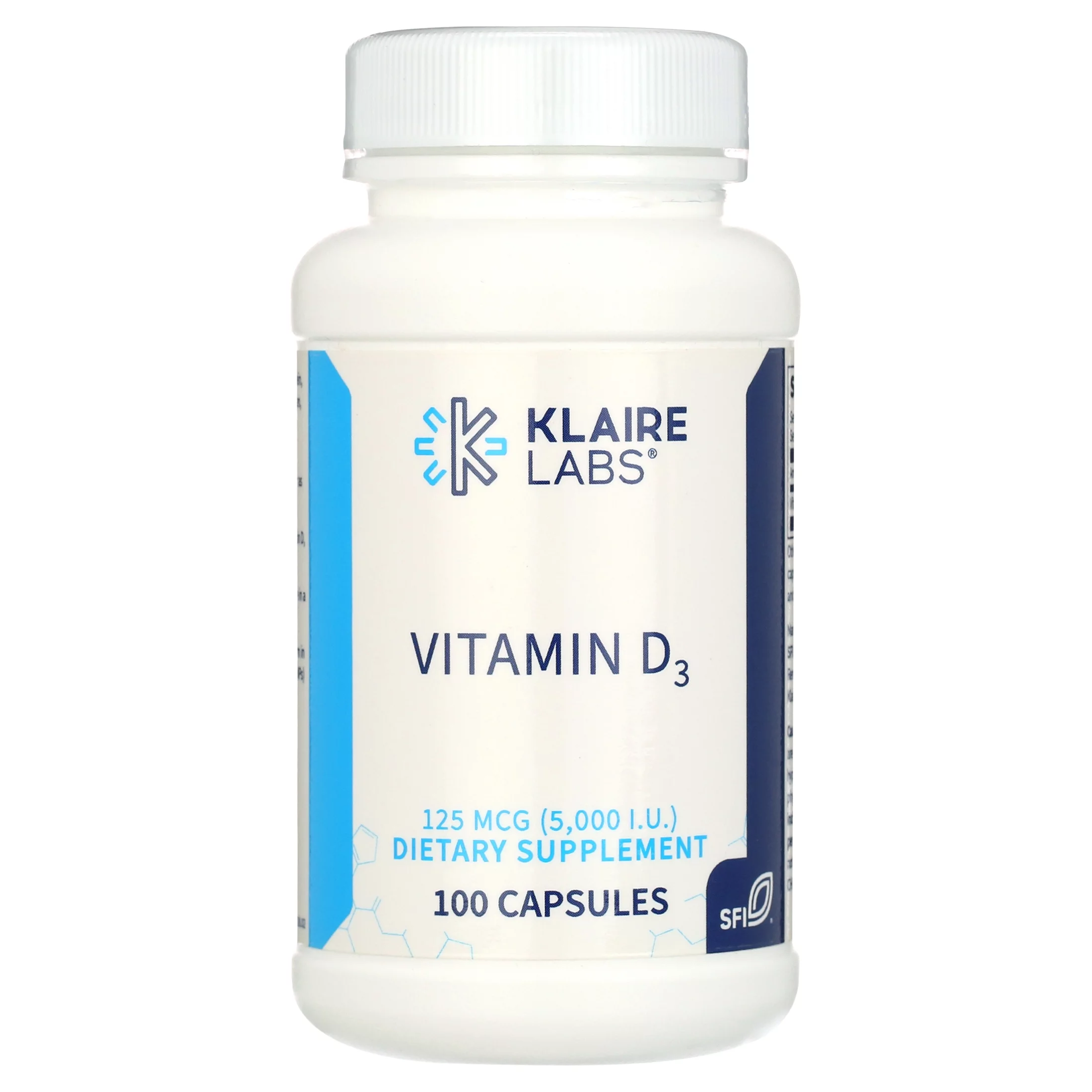 Klaire Labs Vitamin D3 5000 IU 100 caps