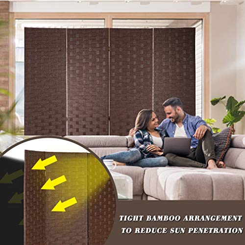 Wood Mesh Woven Design 4 Panel Folding Wooden Screen Room Divider