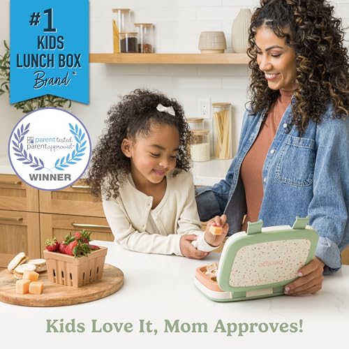 Bentgo Kids Prints Leak-Proof, 5-Compartment Bento-Style Kids Lunch Box - Ideal Portion Sizes for Ages 3-7, Durable, Drop-Proof, Dishwasher Safe, & PFAS & BPA-Free Materials (Carousel Unicorns)