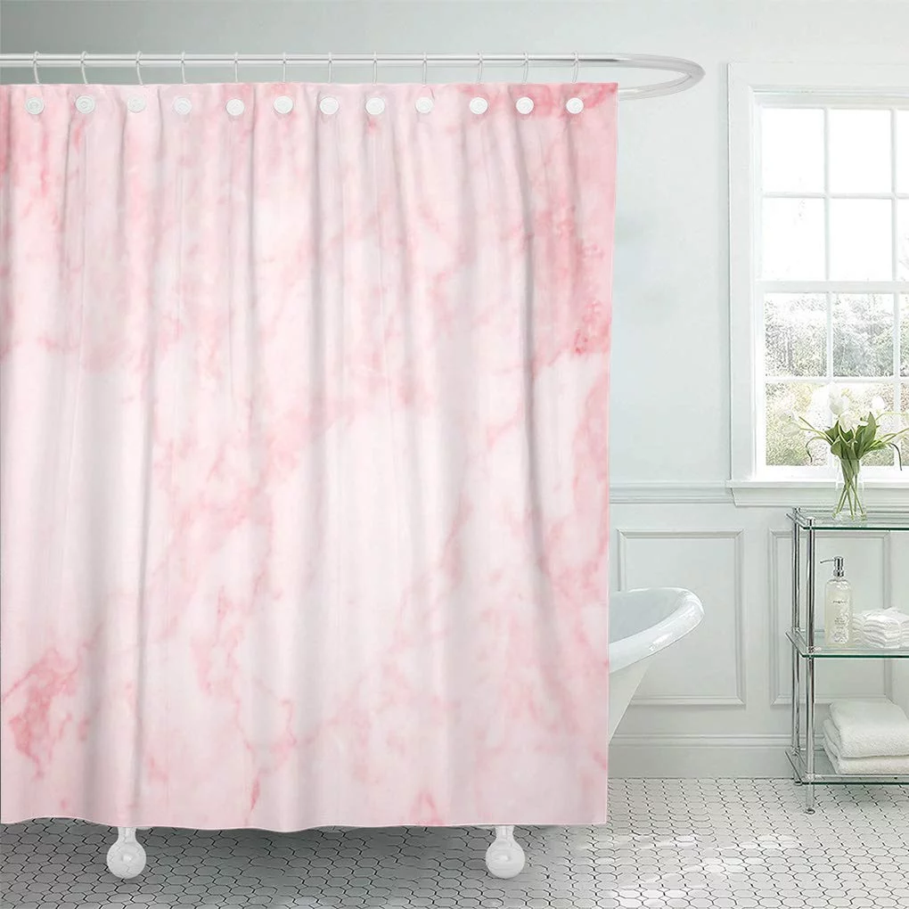 CYNLON Glossier Pink Marble Millennial Rose Quartz Nordic Minimalist Bathroom Decor Bath Shower Curtain 60x72 inch