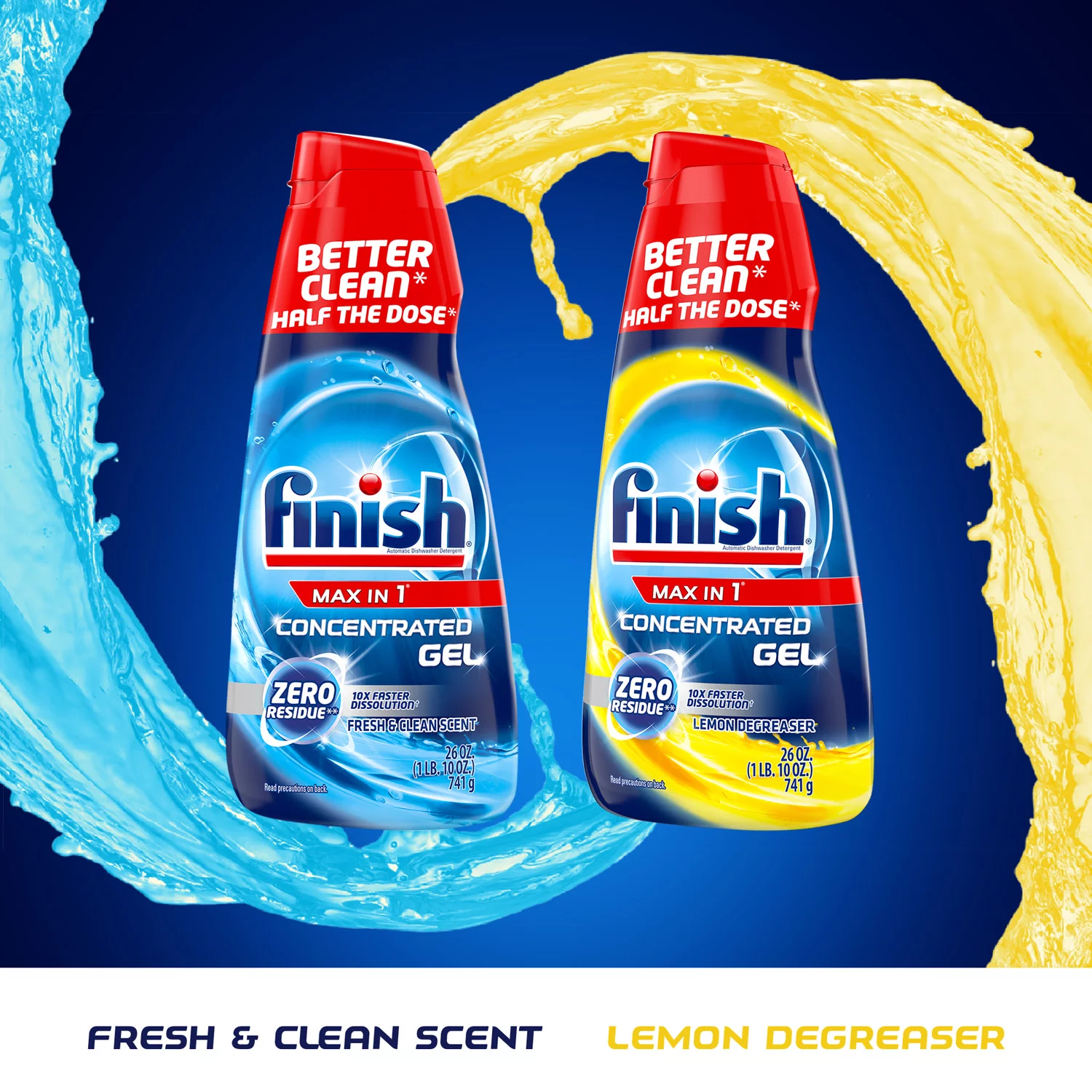 Finish Max in 1 Concentrated Gel, Dishwasher Detergent, Lemon Degreaser, 26oz