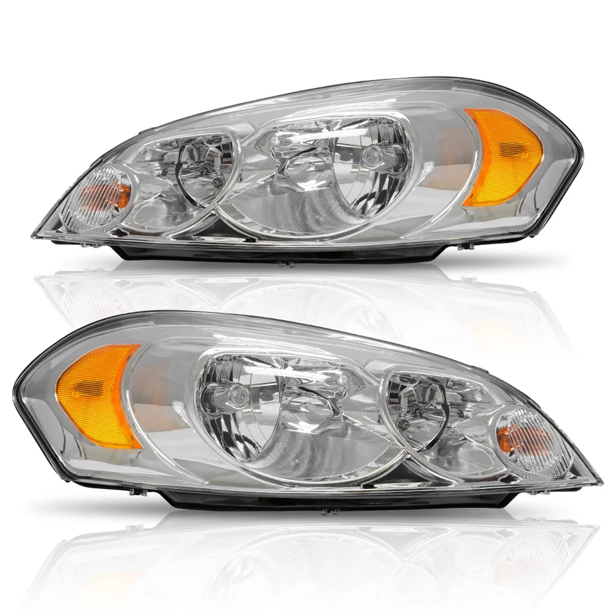 LEDKINGDOMUS Chrome Headlights Replacement for 06-07 Monte Carlo 09-13 Chevy Impala Headlamps