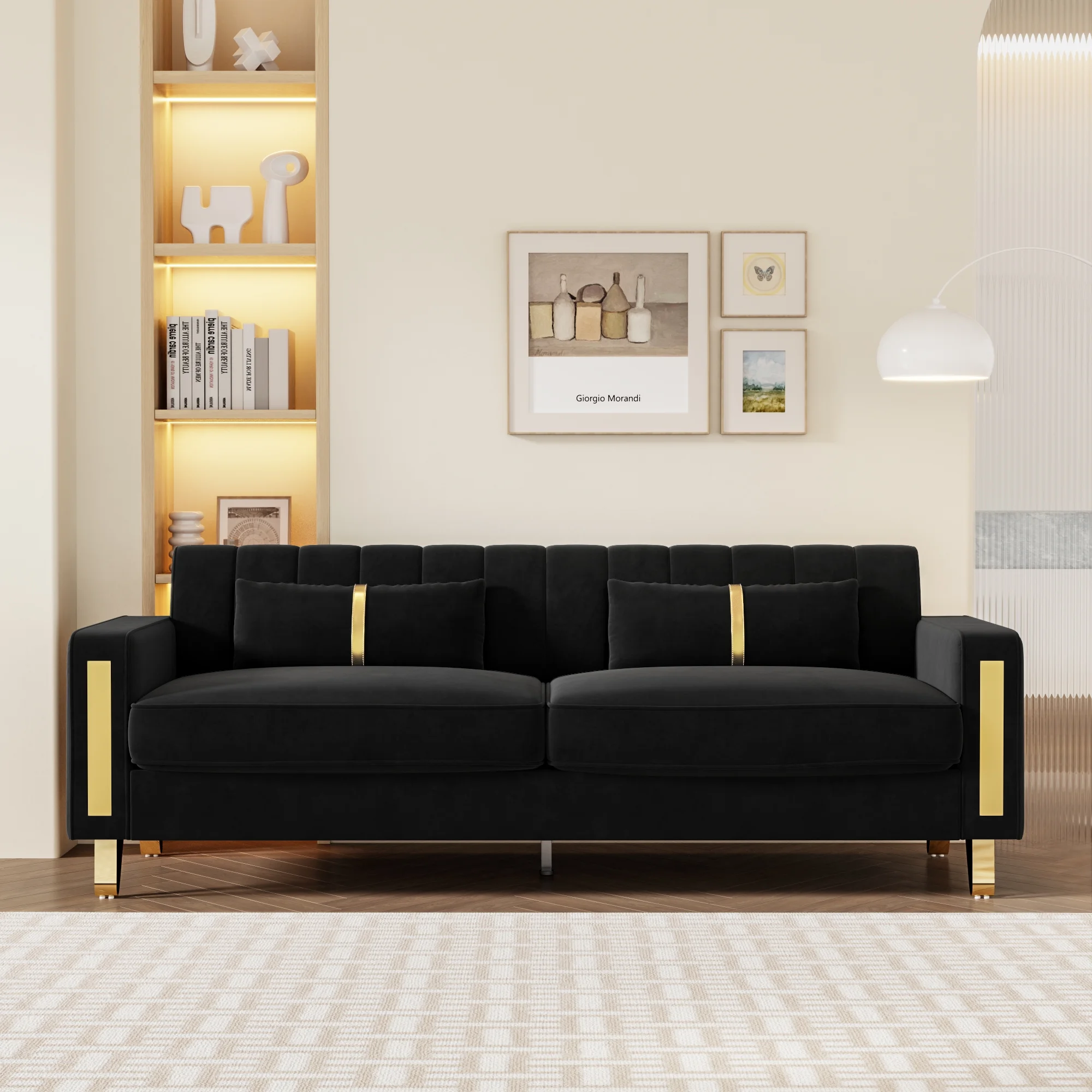 Modern Velvet Sofa Couch, 86