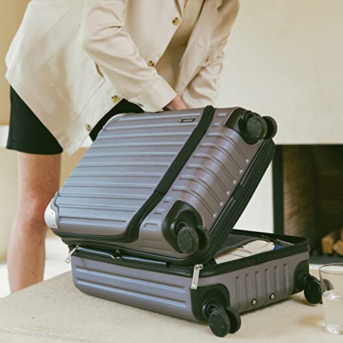 LEVEL8 Grace Carry on Luggage Airline Approved, 20 Inch Expandable Hardside Suitcases with wheels, Abs+Pc Harshell Spinner Luggages with Tsa Lock, Red