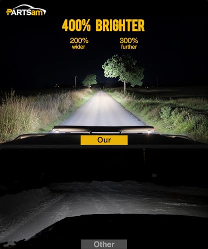 Partsam 2PCS Rectangle H6054 LED Headlights 5x7 7x6 Headlamp Hi/Low Sealed Beam H4 9003 Plug 6054 H5054 Compatible with S10 Blazer Express Van/Wrangler YJ XJ Cherokee Truck Van