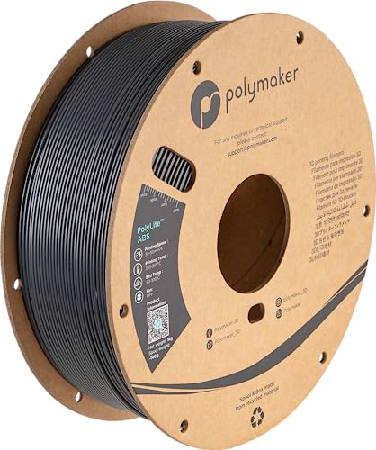 Polymaker ABS Filament 1.75mm Black, ABS 3D Printer Filament 1.75mm Heat Resistant 1kg - PolyLite ABS 3D Printing Filament 1.75mm, Strong & Durable, Dimensional Accuracy +/- 0.03mm