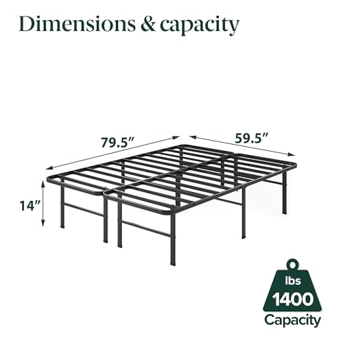 ZINUS Rumi 14in Full Metal Bed Frame, Quick Assembly SmartBase® Mattress Foundation, Heavy Duty Sturdy Steel with No Box Spring Needed, Eco-Friendly Packaging, Black