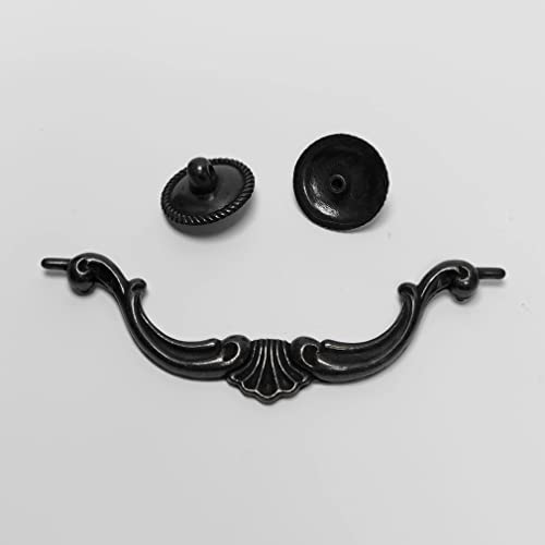 2 Colors Antique Furniture Hardware Handles American-Style Oversized Zinc Alloy Drawer Handles Retro Hanging Pull Bronze Antique Black Length 170mm (10,Antique Black)