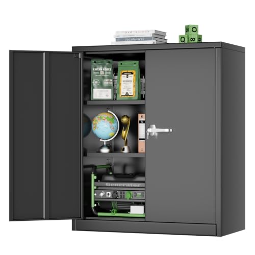 Greenvelly Metal Storage Cabinet with Doors and Shelves,Lockable Storage Cabinet for Office,36”White Metal Utility Cabinet Garage Cabinets, Lockable File Cabinet for Home Office, Garage, Kitchen, Shop