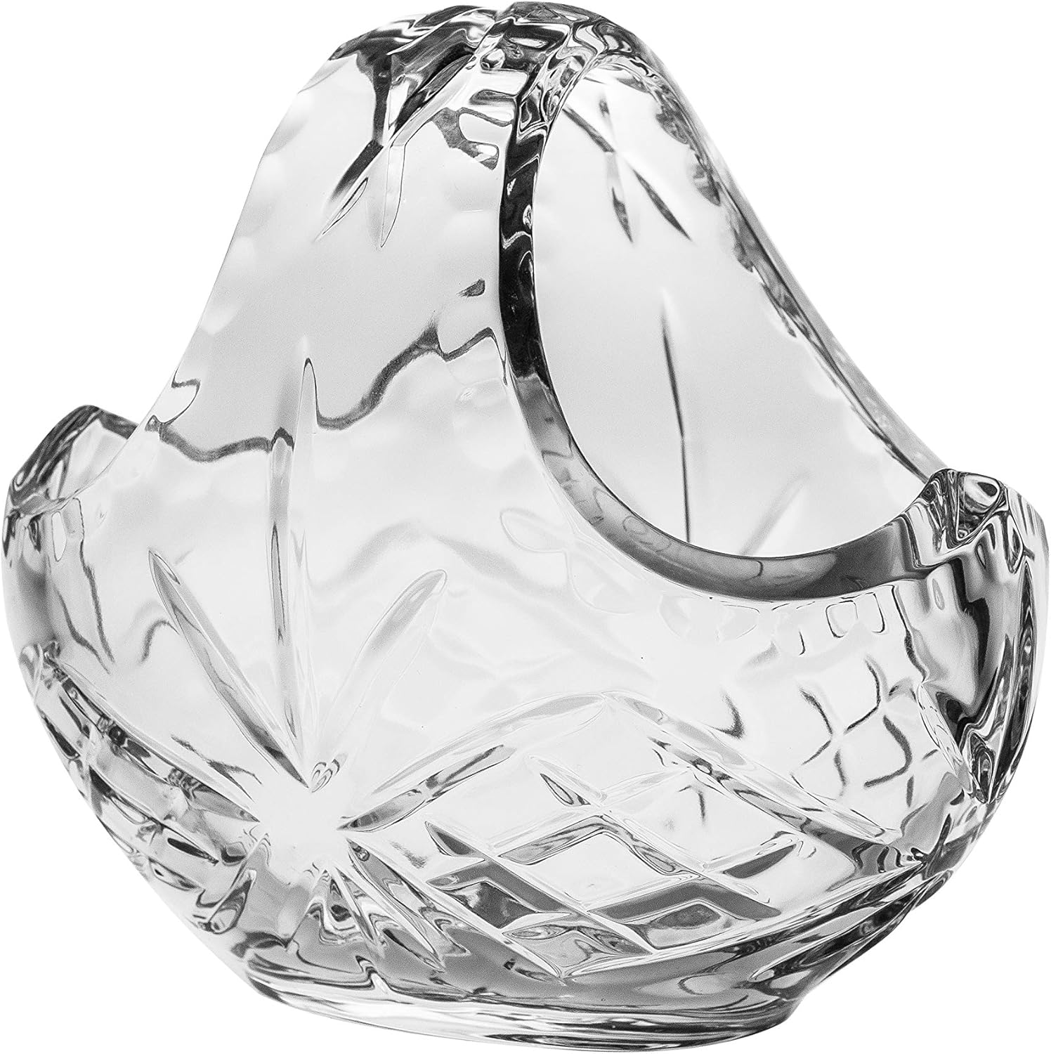 Crystal Basket - Bowl - Hand Cut Crystal - Beautiful Accent Piece - for Nuts - Candies - 6