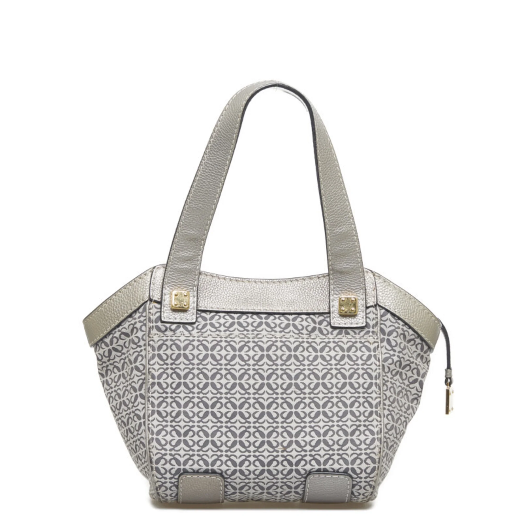 Pre-Owned Loewe Anagram Handbag Tote Bag Gray Silver Canvas Leather Women's LOEWE (Fair)