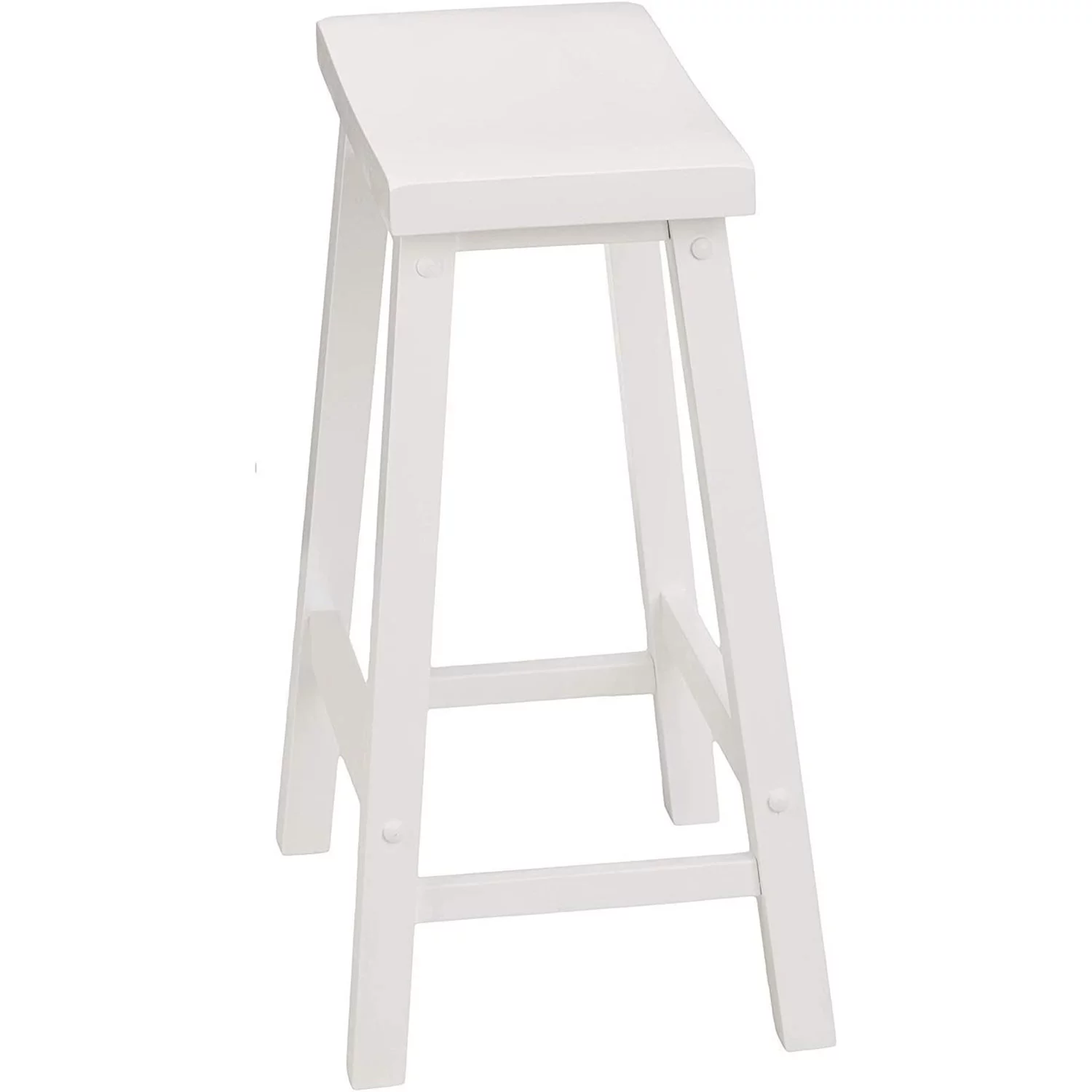 PJ Wood Classic Saddle-Seat 24In Kitchen Counter Stools, White, Set of 2
