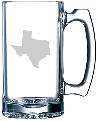 Texas States Etched 25oz Beer Mug