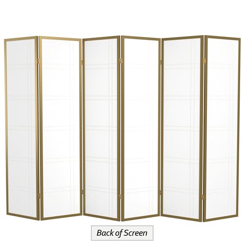 Red Lantern 6 ft. Tall Double Cross Shoji Screen-Grey-3 Panels Room Divider