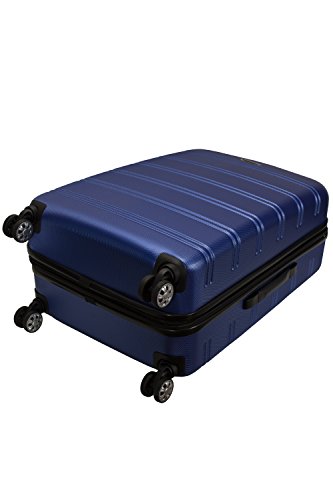 Rockland Melbourne Hardside Expandable Luggage with Spinner Wheels, Blue, Checked Large 28