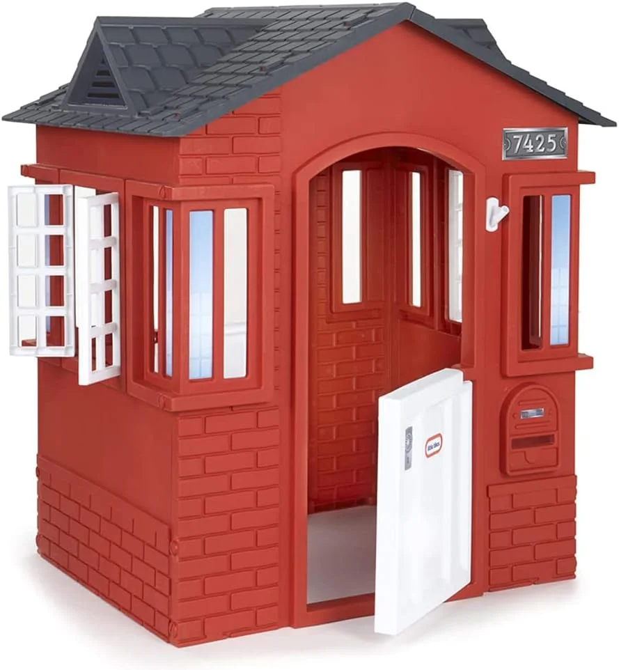 Little Tikes Cape Cottage House, Red with Working Door, Window Shutters, Flag Holder | Easy Installation Process Kids 2-6 Years Old