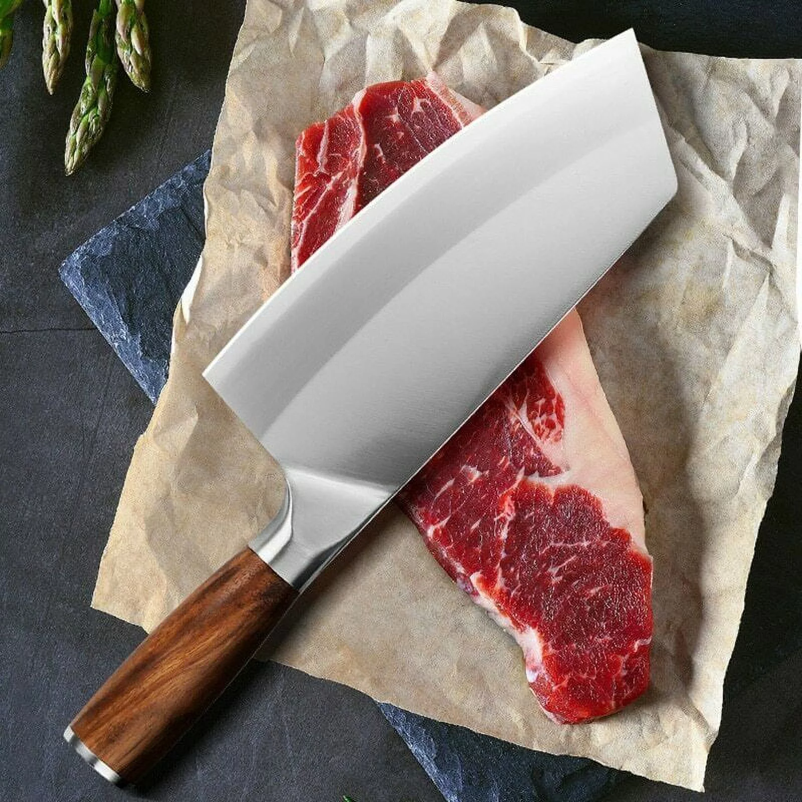 8 'Stainless Steel Kitchen Knife Meat Chopping Cleaver Butcher Slicing Chef Knife
