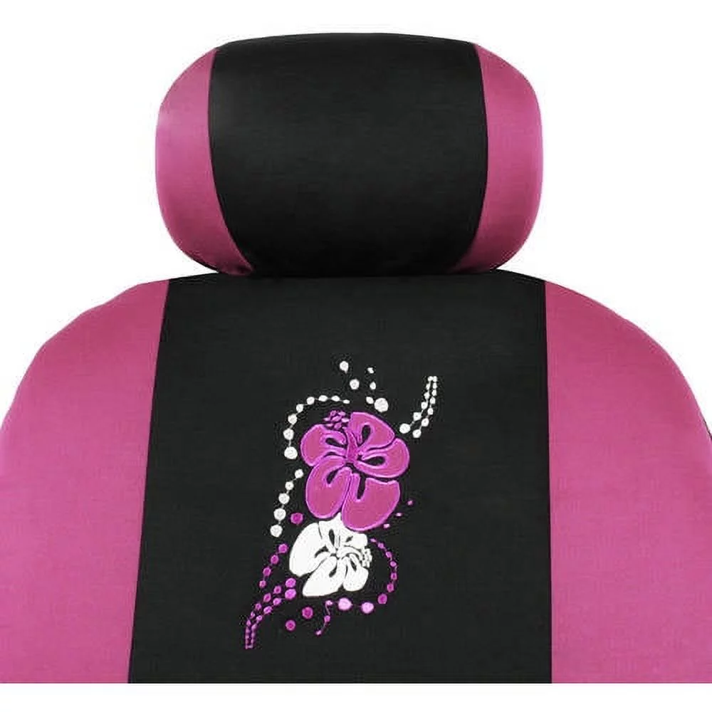 BDK Pink Hawaiian Design Car Seat Covers, 9 Piece Set