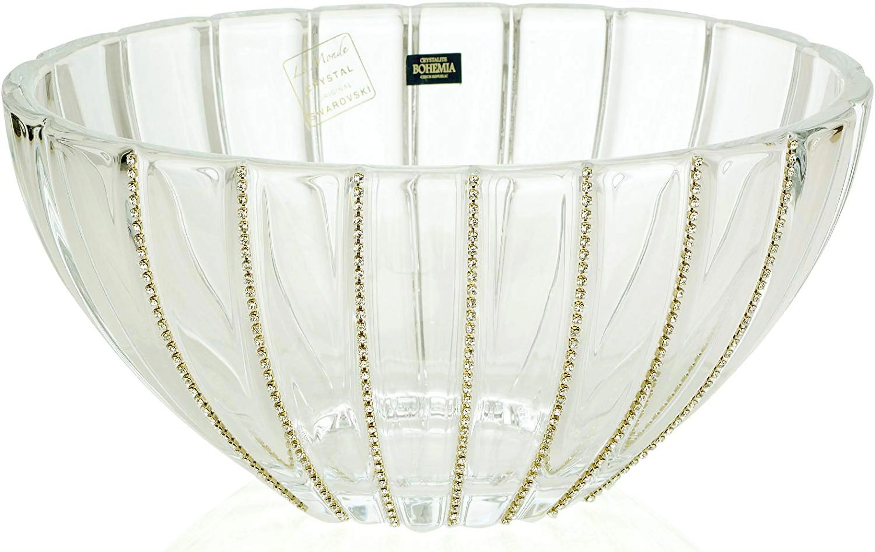 Victoria Bella, 12-Inch Swarovski Jeweled Crystal Vase, Decorative Wedding Gift Centerpiece Fruit Bowl Inlaid with Crystals