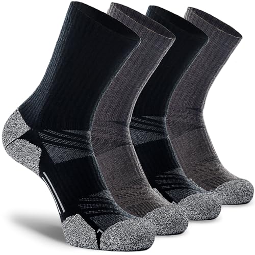 CWVLC Crew Hiking Socks, Cushion, Moisture Wicking, Arch Compression Boot Socks