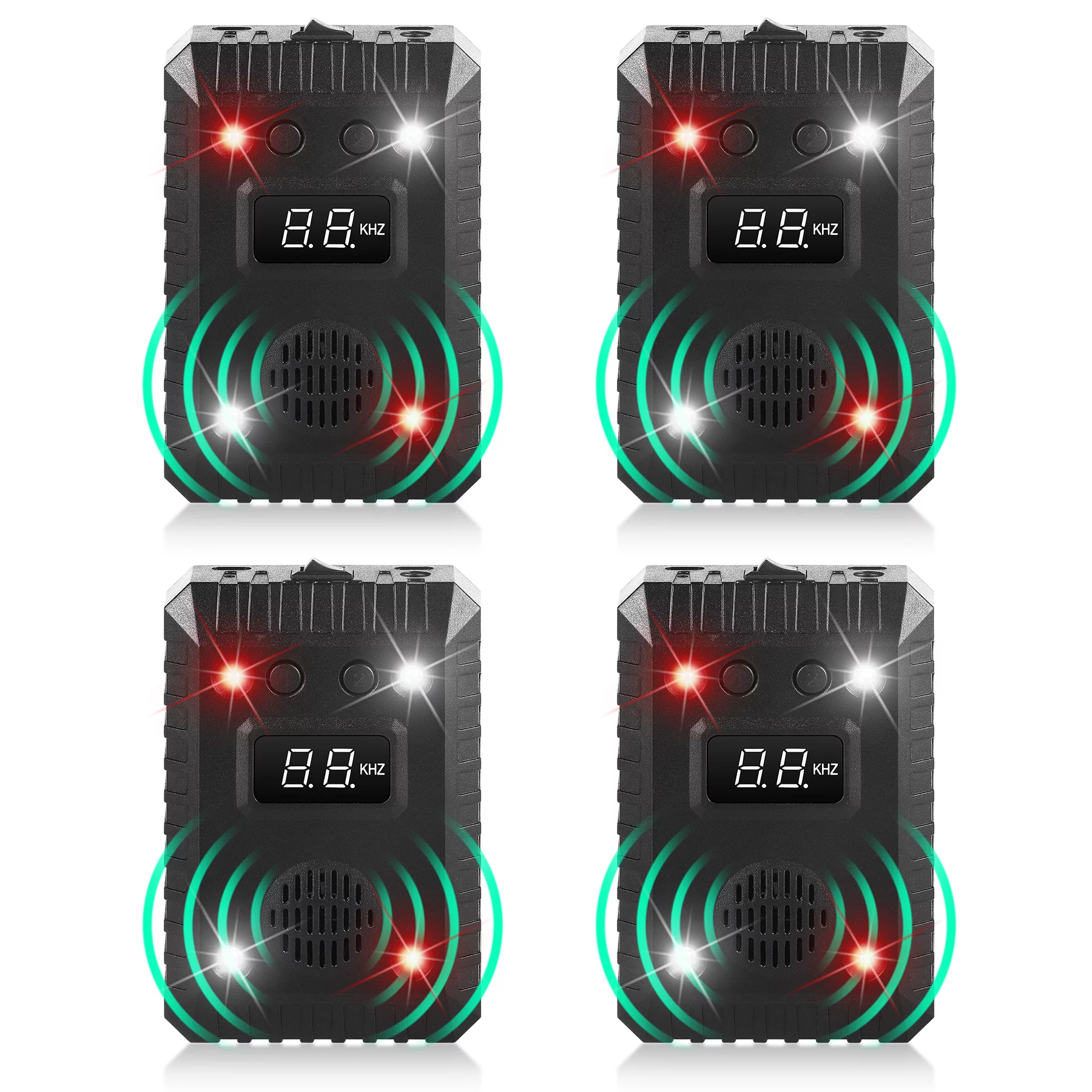 4 Pack Ultrasonic Rodent Repellent for Car Engines, Keep Animal Away from Car with Ultrasound and LED Rodent Defense Vehicle Protection