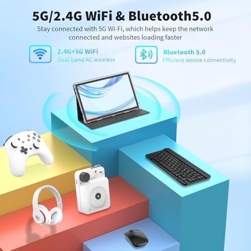 Android Tablet with Keyboard, 10 inch Android 14 Tablets, 16GB RAM 128GB ROM,1TB Expand, 5G WiFi, Bluetooth, 8000mAh Battery, GMS Certified, 2 in 1 Tablet with Keyboard, Mouse, Case, Stylus(Black)