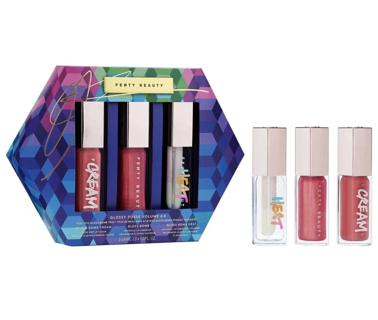 FENTY BEAUTY by Rihanna Glossy Posse Volume 6.0 Full Size Lip Gloss Bomb Trio