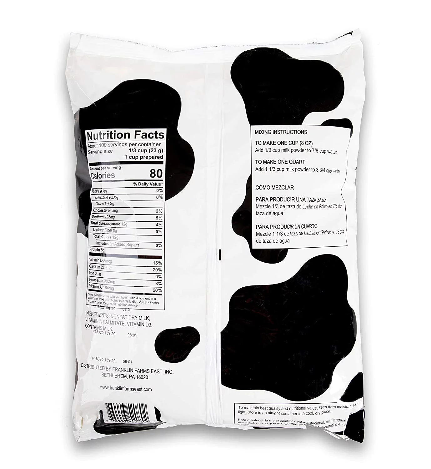 Premium USA Instant Nonfat Dry Milk - 5 pound bag bulk
