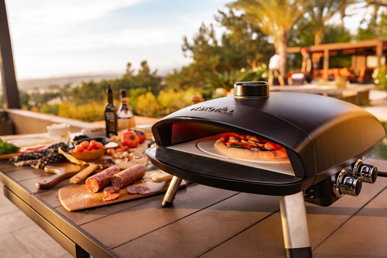 Nexgrill Ora 12 Propane Gas Outdoor Pizza Oven, Cast Aluminum, 14,000BTUs, 123 sq.in. Cooking Space, Portable, Tabletop, Smoker Box, Cordierite Pizza Stone, 820-02003