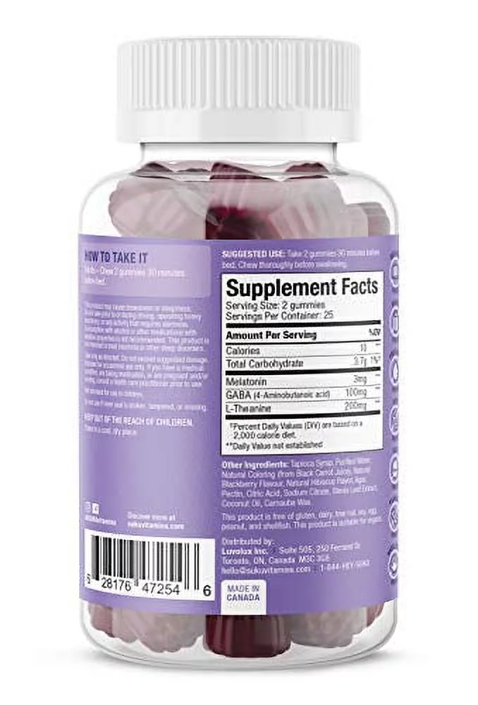 SUKU Vitamins, Restful Sleep Gummies, Blackberry Hibiscus Flavour, 50 Count