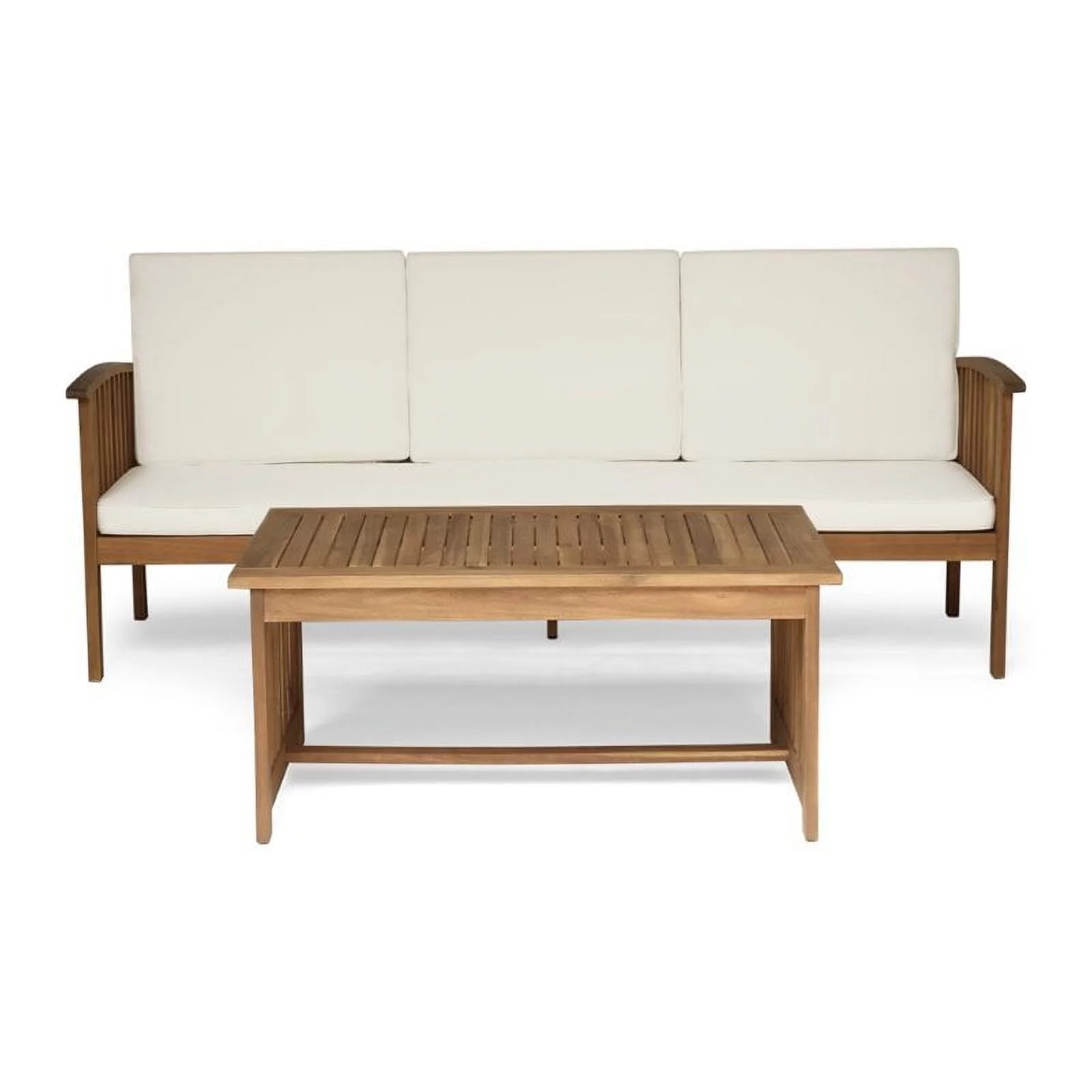 Afuera Living Modern / Contemporary 2 Piece Outdoor Acacia Wood Sofa Set in Teak