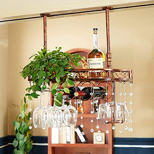 Wine Rack Wall Mounted - Bar Floating Wine Rack Creativity Iron Upside Down Stemware let Wine Glass Holder Ceiling Decoration Shelf for Restaurant or Cafe - Black The New Fashionable