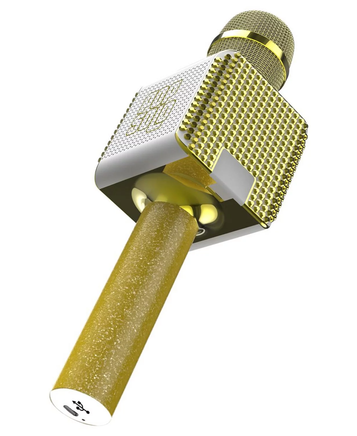 PopSolo Bling ? Rechargeable Bluetooth Karaoke Microphone and Voice Mixer with Smartphone Holder