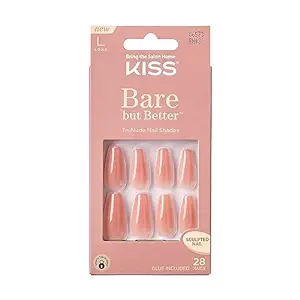 Kiss Bare But Better Sculpted Nude Fake Nails Nude Glow, 28 Ea, 6 Pack