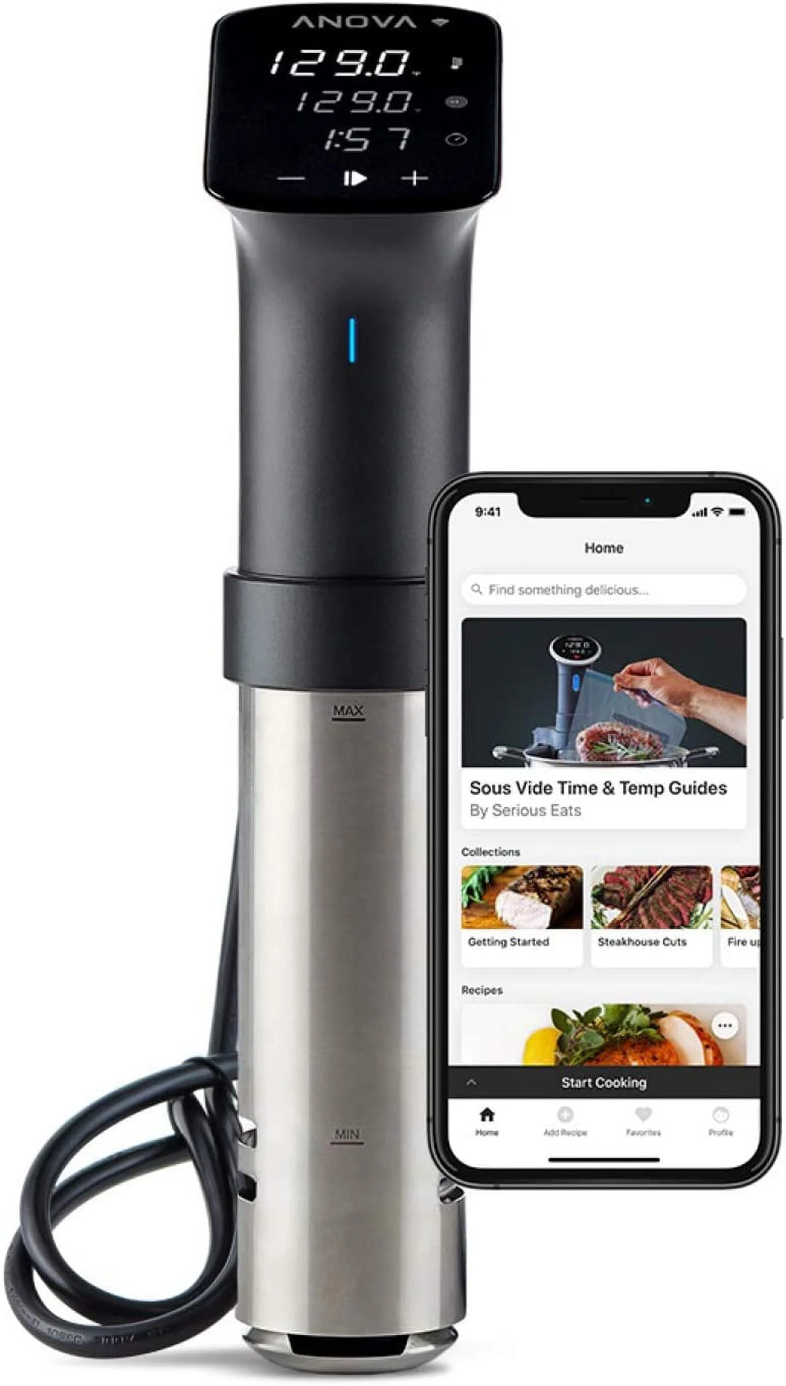 OUWI Sous Vide Precision Cooker Pro, 1200 Watts, Black and Silver