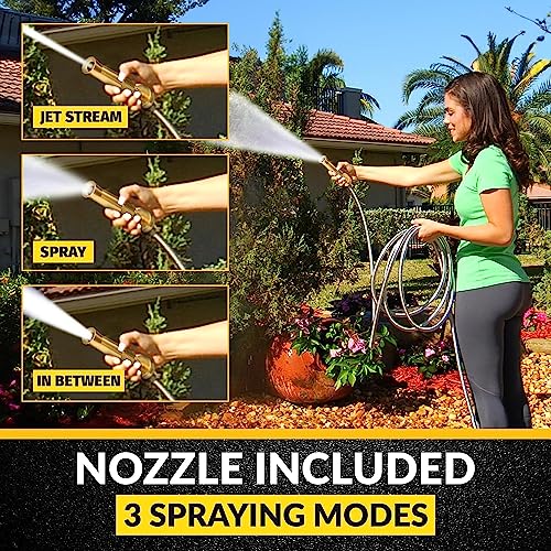 Bionic Steel PRO 100 Ft Garden Hose with Nozzle, Premium 304 Stainless Steel Metal Water Hose 100Ft Flexible Hose, Rust Proof, Lightweight, Heavy Duty, Crush Resistant Fittings, 500 PSI, 2025 Model