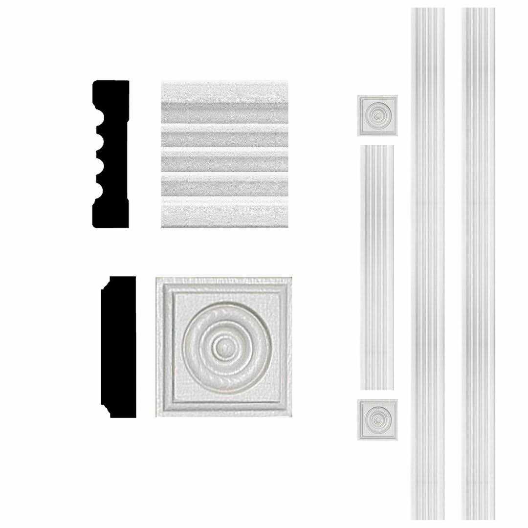 HOUSE OF FARA 3/4 in. x 3 in. x 8 ft. MDF Fluted Door Casing Moulding Set