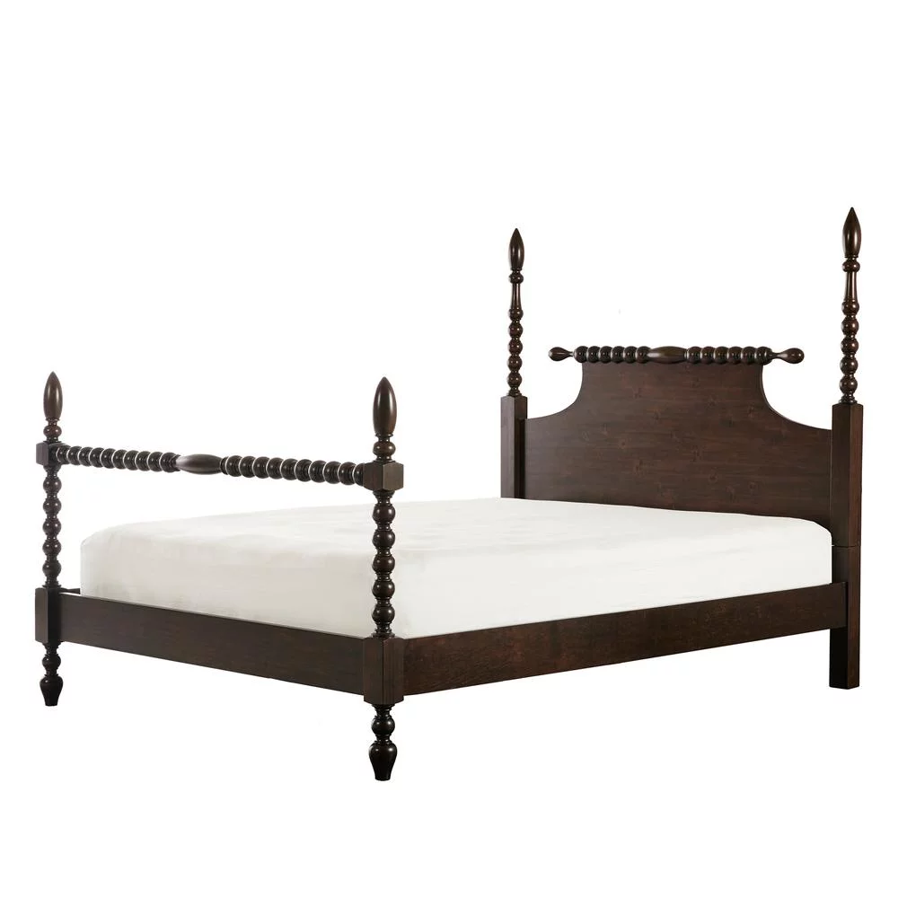 Rustic Charm Acacia Wood Turned Post Bed, Belen Kox