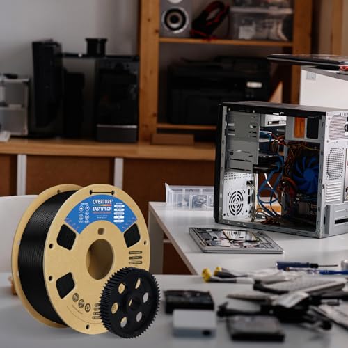 OVERTURE Nylon Filament 1.75mm 3D Printer Filament, Polyamide (PA) 1kg Spool (2.2lbs), Dimensional Accuracy +/- 0.02 mm, Fit Most FDM Printer (Black)