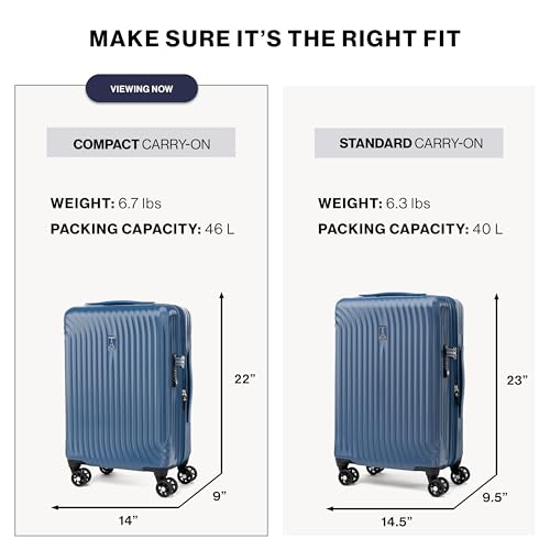 Travelpro Maxlite Air Hardside Expandable Carry on Luggage, 8 Spinner Wheels, Lightweight Hard Shell Polycarbonate Suitcase, Shadow Grey, Carry On 21-Inch
