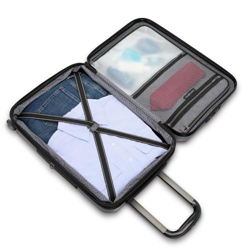 Samsonite Carry-On Pro Front Pocket Hardside Expandable 21-Inch Octiv Luggage: Durable & Impact Resistant, 360° Aero Trac Spinner Wheels, Adjustable Telescopic Handle, TSA Approved Lock - Silver