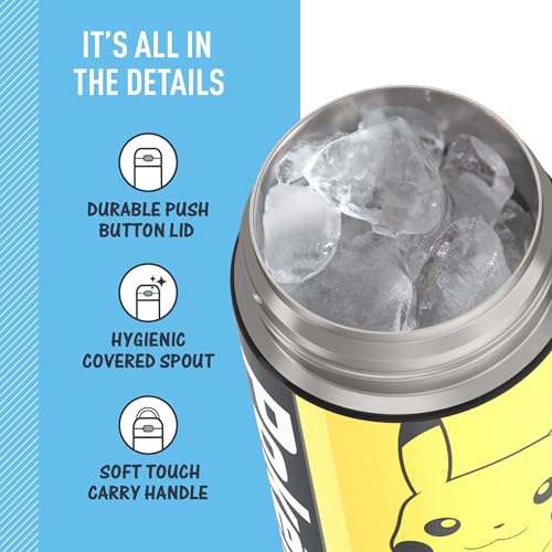 THERMOS FUNTAINER 16 Ounce Stainless Steel Vacuum Insulated Bottle with Wide Spout Lid, Apricot