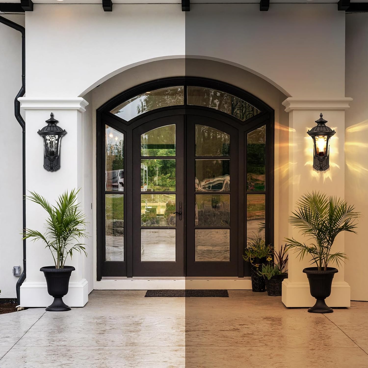 15.6‘’ Outdoor Wall Light Fixtures Exterior Wall Lantern Waterproof Sconce Porch Lights Wall Mount Matte, Exterior Wall Lighting for House Garage Doorway, Black