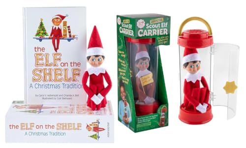 The Elf on the Shelf Christmas Tradition Box Set with Elf (Blue Eyed Boy), Story Book and Scout Carrier (Multi-Item Bundle)