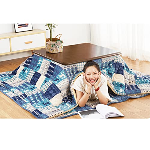 Kotatsu Heater Table Set,Foot Warmer Coffee Tables,Multifunction Bed Laptop Desk,Home Office Writing Modern Wooden Desk, Tea Low Table for Floor Sitting Made,Table+Quilt+Carpet+Heater (Size : 105x80x