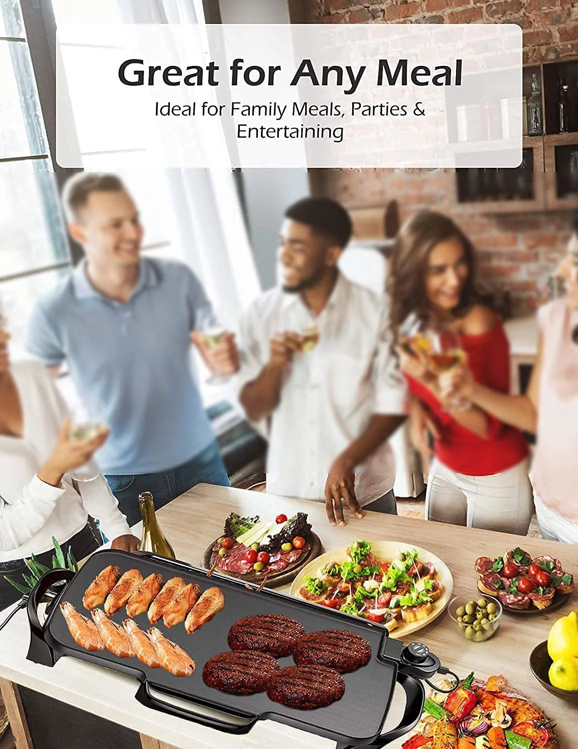 Extra-Large Nonstick Electric Griddle 22-Inch, with Removable Handles