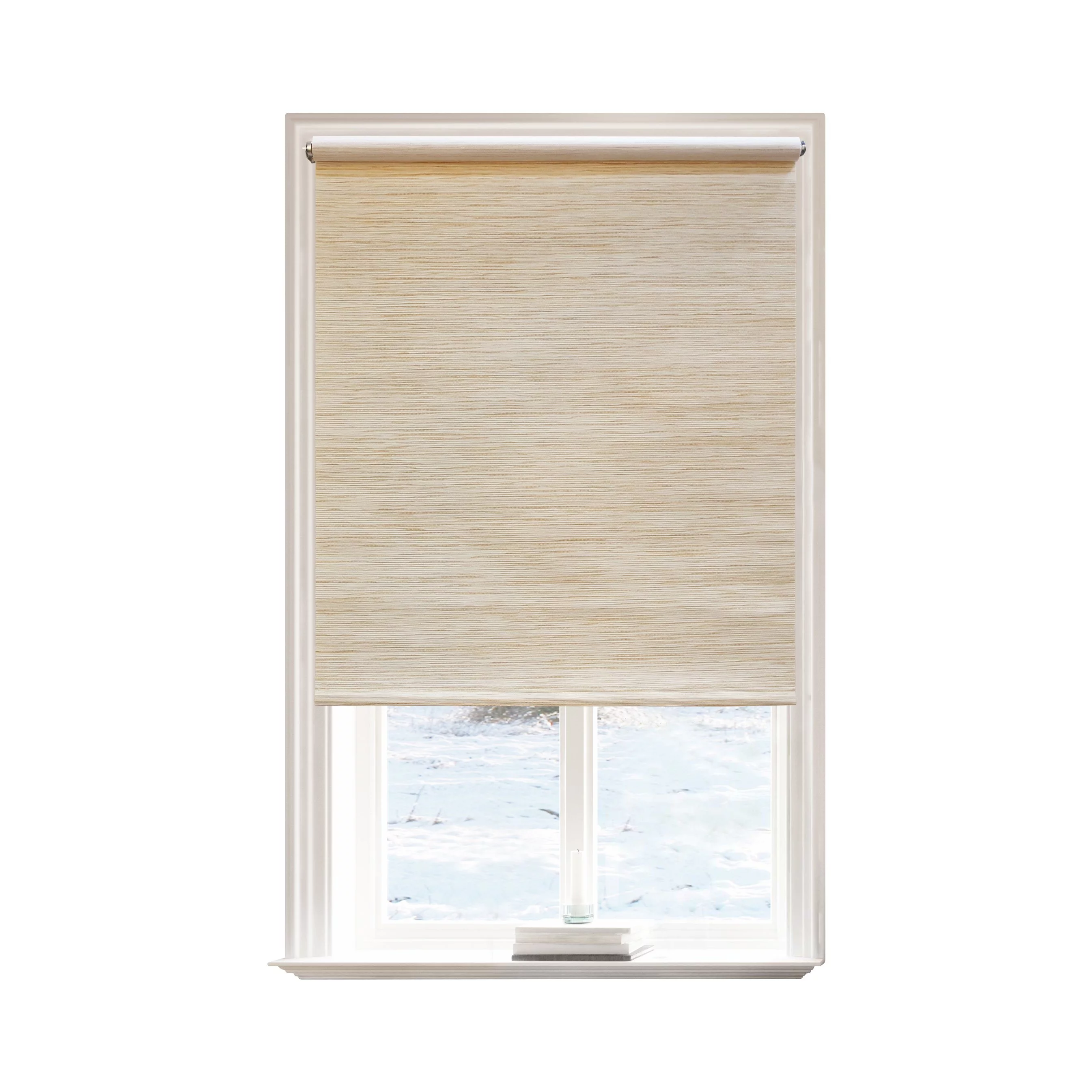 LUMI HOME FURNISHINGS Cordless Light Filtering Fabric Roller Window Shades, Beige, 36 in x 72 in