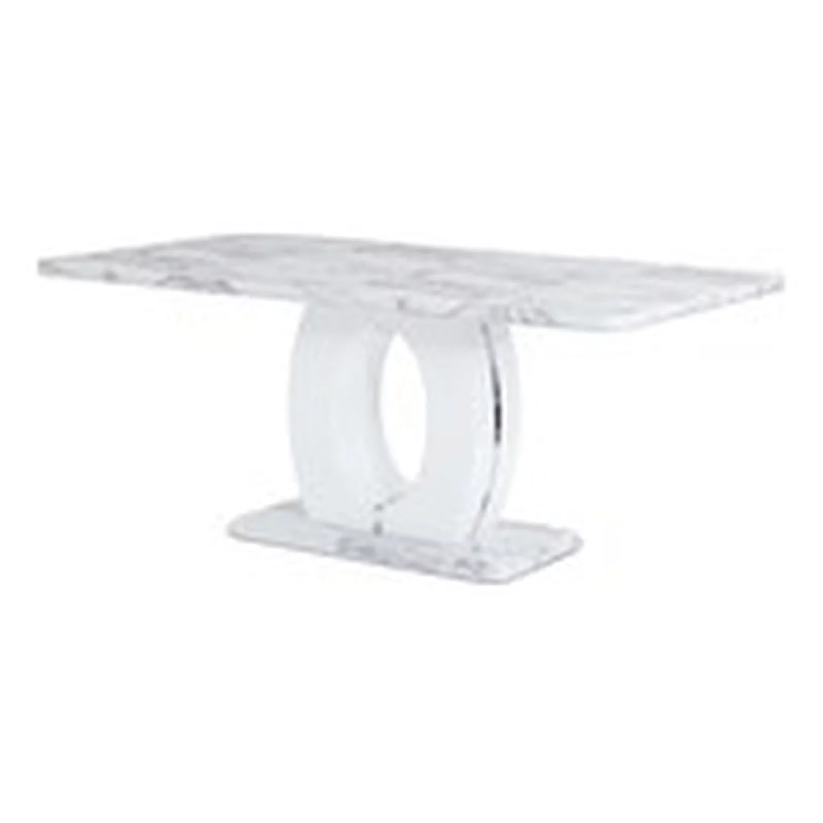 Pemberly Row Contemporary White Faux Marble Pedestal Base Dining Table