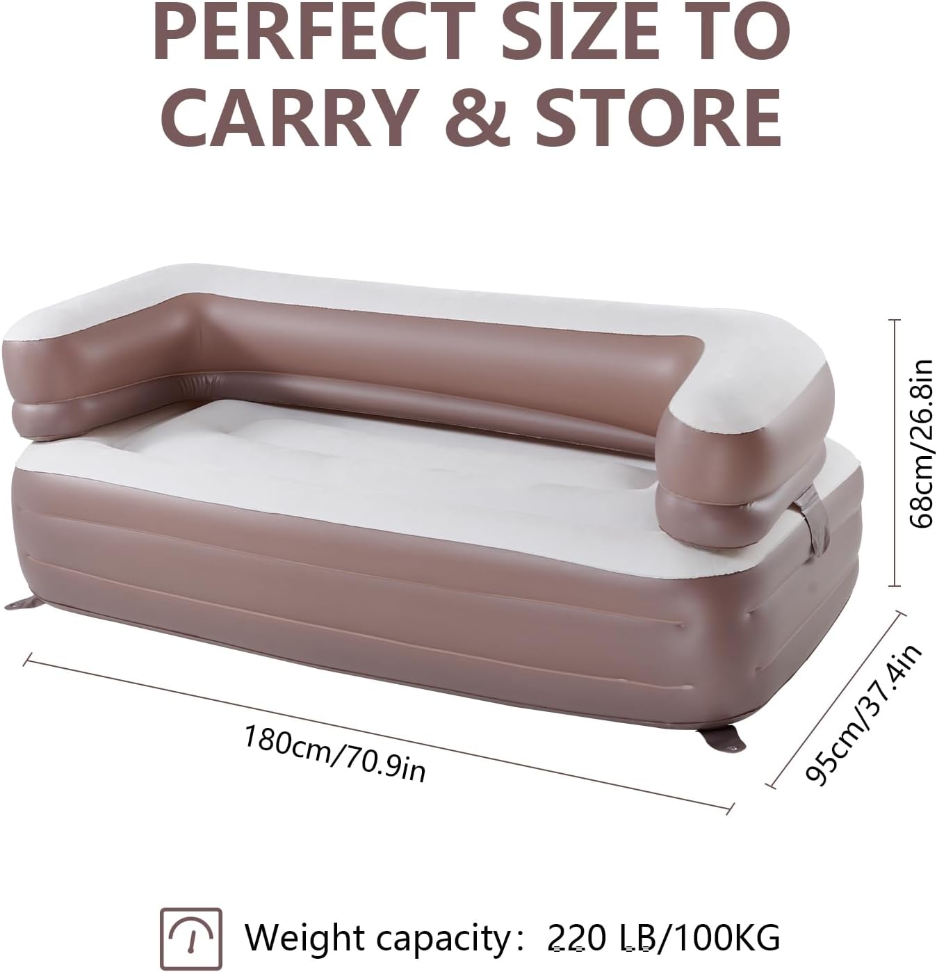 Inflatable Sofa,Double Inflatable Chair for Adults-Flodable Blow Up Couch Lounger-Portable Air Sofa for Indoor Living/Tent Camping/Outdoor Activities(White)