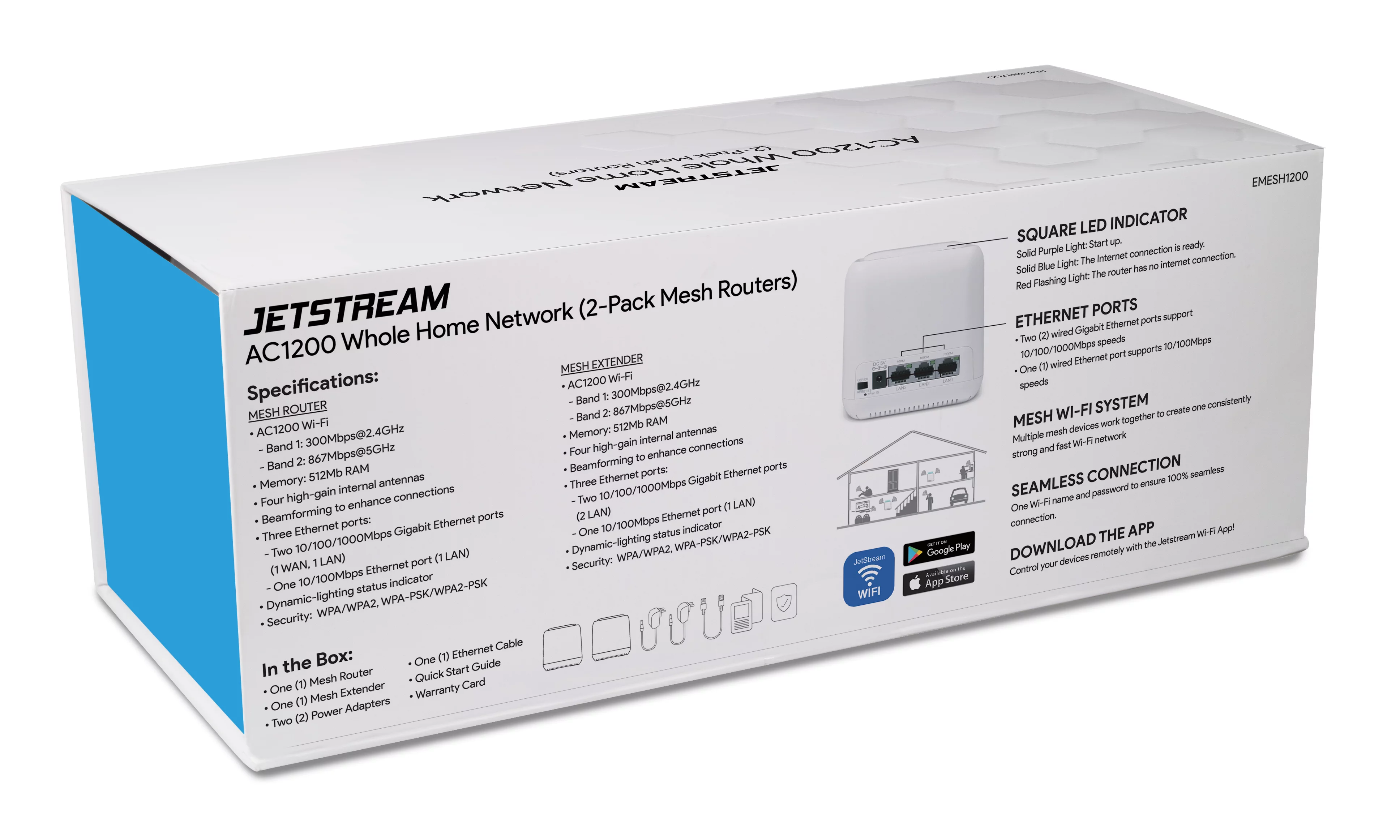 Jetstream AC1200 Whole Home WiFi Mesh Routers 2-Pack, Up to 4,000 Square Feet, 802.11ac (EMESH1200) - Walmart Exclusive!